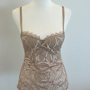 $868 NWT La Perla Corset Bustier Size IT 40B Nude/Beige/gold